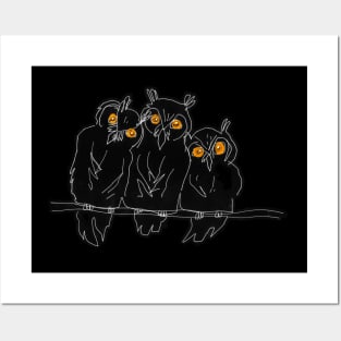 Orange-eyed owls Posters and Art